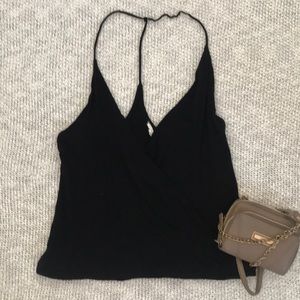 SILENCE + NOISE black t back wrap tank size s